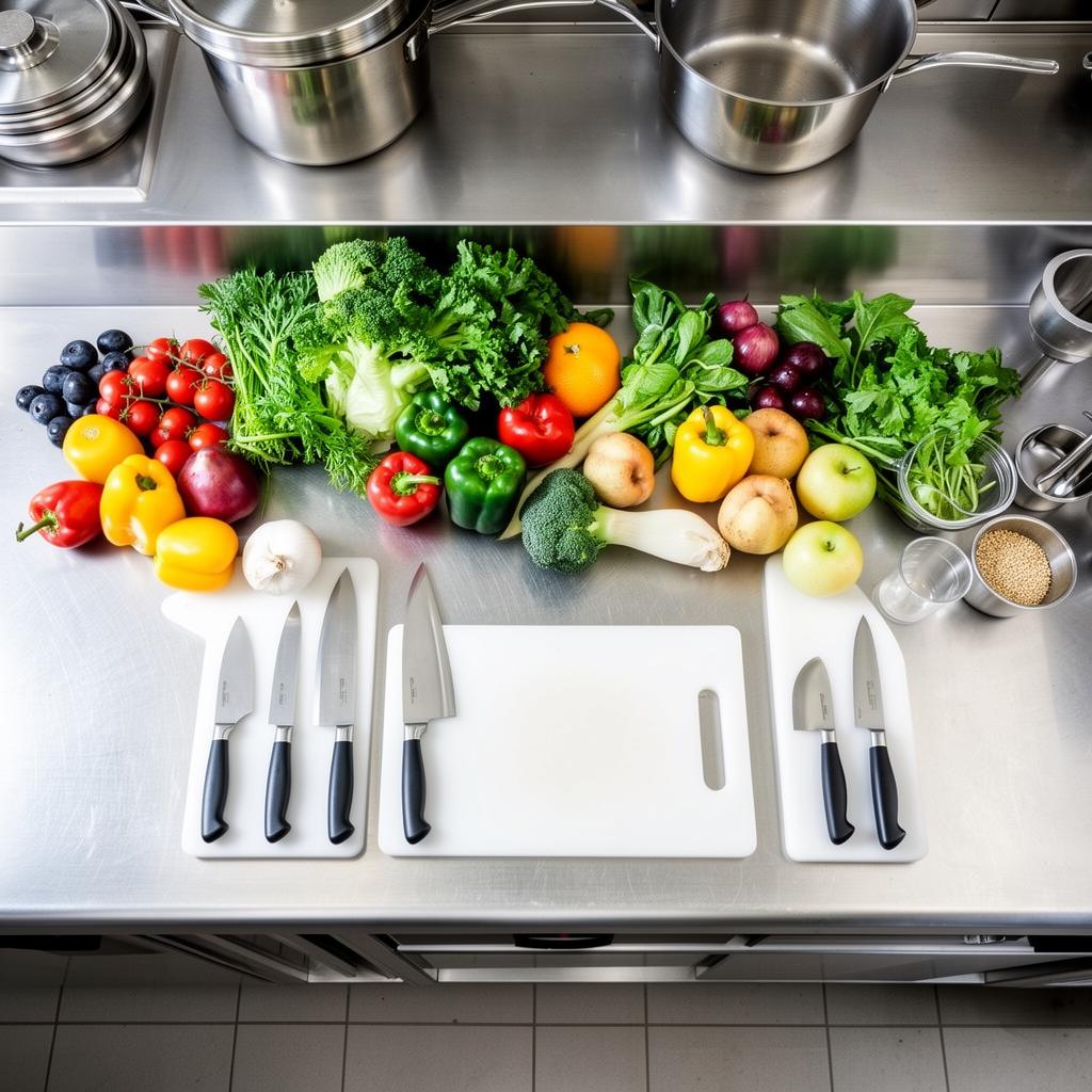 Sanitary stainless commercial kitchen prep station